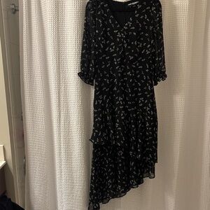 Karl Lagerfeld Black Asymmetrical Floral Dress
